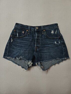 Levi's 501 Dark Wash Denim High-Waisted Cutoff Jean Short